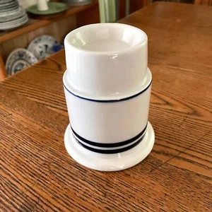 3.5" Dansk Ceramic Pottery Tea Light Holder Blue Stripe Stoneware JAPAN - Picture 1 of 3