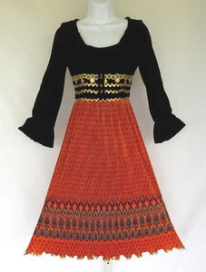 VINTAGE 1960s MOD JERAND'S JERSEY GIRL DRESS BLACK VELVET SOUTACHE MEDALLIONS - Picture 1 of 12