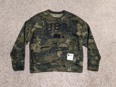 Under Armour Project Rock Sweatshirt Womens Medium Green Camo Gym Training - Image 1 of 4