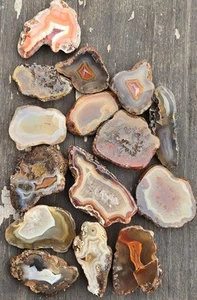 Mini Malawi Agate Halves Polished Tumbled Banding Gorgeous Colors - 15 Pieces - Picture 1 of 6