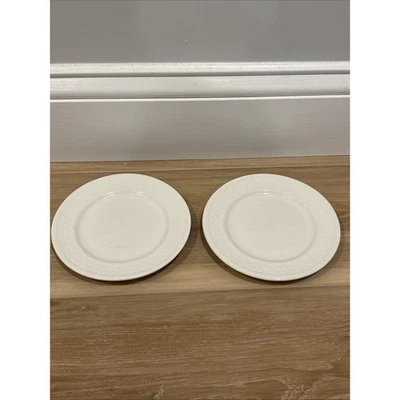 Oneida Wicker 6 英寸碟子/盘 2 件套白色粗瓷洗碗机 — 第 1/4 张图片