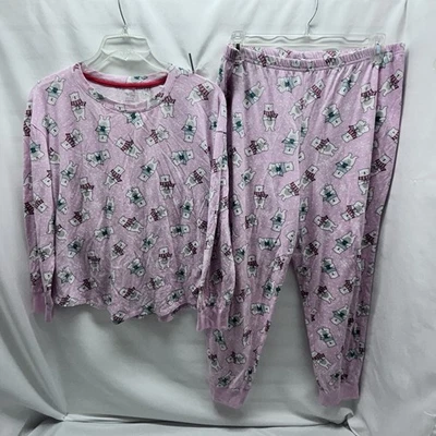 Juego de pijama de invierno rosa de 2 piezas para mujer Secret Treasures con osos/bufanda talla grande Foto 1 de 4