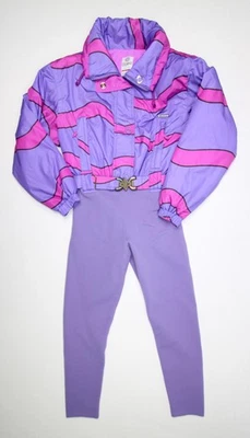Vintage Italian COLMAR Purple and Pink  Snow Ski Suit SNOWSUIT W Belt Size 6 USA - Image 1 of 4