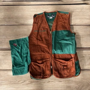 New! WILD HARE Vest Brown-SUEDE Leather HUNTER GREEN Mesh Hunting 44 XL + TOWEL - Picture 1 of 15