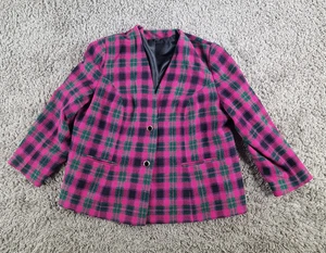 Hamells Sakko Damen XL Tweed Rosa Grün Tartan Blazer Vintage Laut - Bild 1 von 11