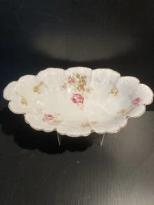 ROSENTHAL OVAL SERVING MALMAISON BOWL ROSE DECOR - 13 3/8" BY 8 3/8" EARLY MARK - Picture 1 of 10