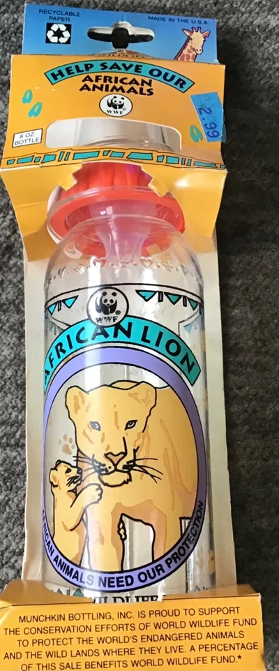 De Colección Munchkin León ~ Animal Africano Biberón 8oz Nuevo Foto 1 de 4