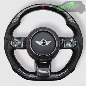 Gen 3 F56, LCi2 Mini Carbon Fiber & Perforated Nappa Leather Steering Wheel - Picture 1 of 12