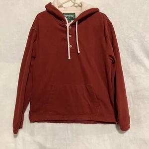 American Eagle Hoodie Sweatshirt Mens Sz M Sherpa Hood Fleece Drawstring Buttons - Picture 1 of 7