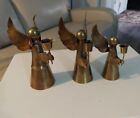 3 Vintage Brass Angel Candle Holder Mid Century Wings Up Holidays Religious 