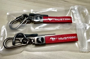 Genuine Leather Car Keychain Set for FORD MUSTANG Key Ring Lanyard Accessories - Picture 1 of 6