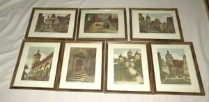 Rothenburg Ernst Geissendorfer SEVEN Framed Coloured 8 x 10.25 Prints - Picture 1 of 6