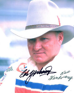 CALE YARBOROUGH HAND SIGNED 8x10 PHOTO+COA         NASCAR LEGEND IN COWBOY HAT