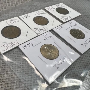 *Nice* Five (5) Coin Lot, MUST SEE! Italy 20 Lire Coins 1957-1979 Free Shipping - Picture 1 of 3