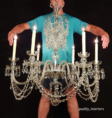 ELEGANTE araña de cristal de vidrio cortado WATERFORD vintage de 6 brazos 6 años 70 Foto 1 de 4