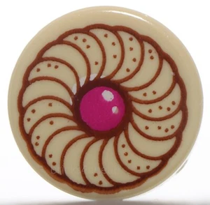 Lego 10x Tan Tile Round 1 x 1 Cookie Magenta Center Pattern - Picture 1 of 1