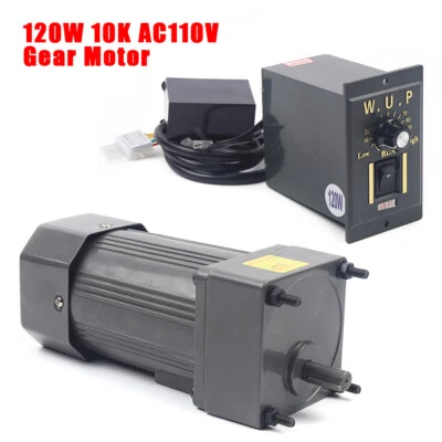 120W AC 110V Gear Motor+Speed Controller Rated Speed 0-135RPM Single-phase Power - Image 1 of 4