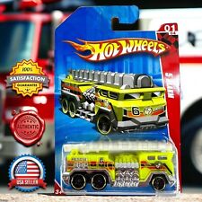 Hot Wheels 2009 Neon Yellow 5 Alarm Fire Truck Rescue 01 Diecast 181/240 SEALED