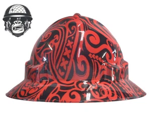 Custom Hydrographic Safety Hard Hat TRIBAL RED PRO CHOICE WIDE BRIM - Bild 1 von 6