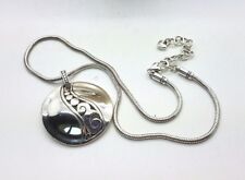 BRIGHTON Silver Swirl Large Circle Pendant Necklace