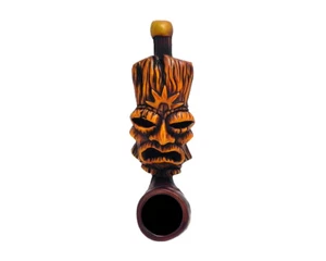 Rising Sun Tiki Mask Handmade Tobacco Smoking Mini Hand Pipe Polynesian Hawaiian - Picture 1 of 6