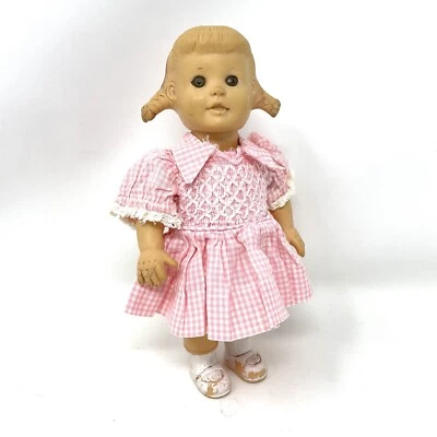 Vestido coletas rubio juguete chirrido muñeca Durkee Sun Rubber Company 1955 vintage Foto 1 de 4