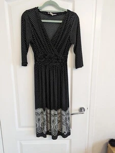 Jody California Maternity Black Polka Dot Lace Wrap Midi Dress Size S Work - Picture 1 of 3