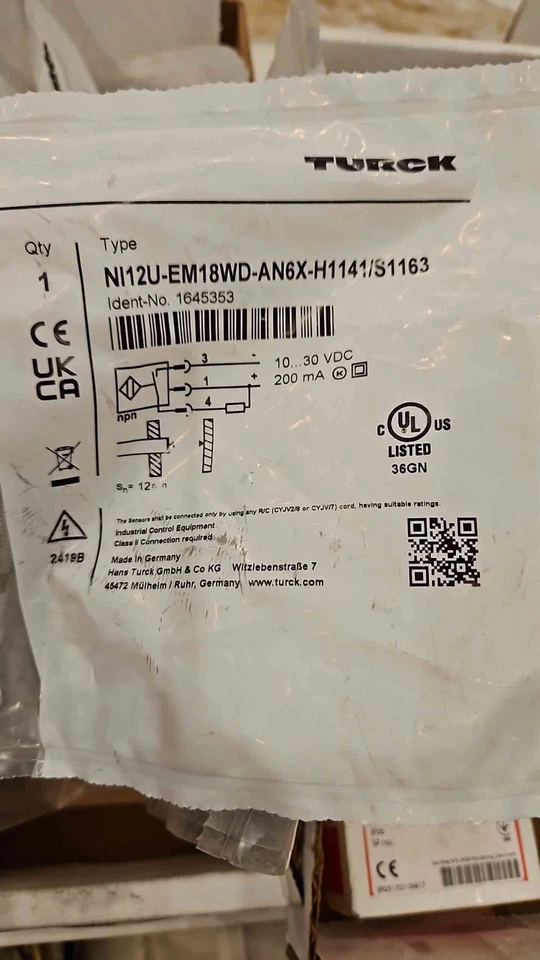 Turck proximity sensor NI12U-EM18WD-AN6X-H1141/S1163 (Coleman 06626)