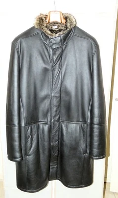 Abrigo Ermenegildo Zegna XXXL 58 Cuero Napa Genuino Finlandés Piel de Mapache Forrado Hombres Foto 1 de 4