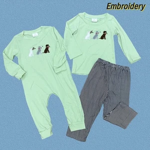 Sibling Baby Boys Hunting Dog Outfit and Romper for Fall - Picture 1 of 8