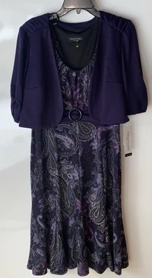Perceptions of New York, Púrpura Paisley, Vestido Chaqueta, Hasta la Rodilla Para Mujer Grande Foto 1 de 4