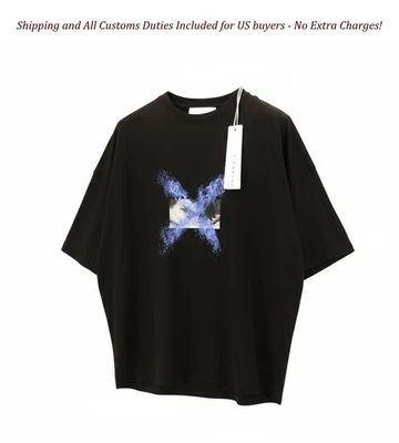 John Richmond Hombre M Negro Talla Grande Crew Elastizado Brazo Corto Ocio Foto 1 de 4