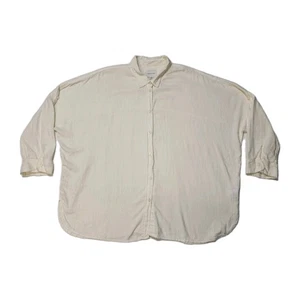 American Eagle Go Big Oversized shirt cover Up Pool Party button Beige Blouse S - Picture 1 of 15