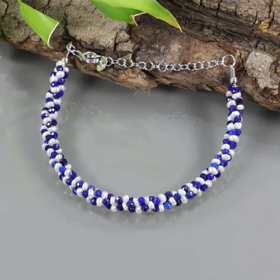 Lapislazzuli perle pietre preziose perline argento sterling 925... - Immagine 1 di 4