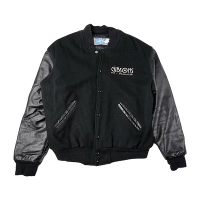 Chaqueta de Colección Gibsons Steakhouse Para Hombre Grande Negra Universitaria Chicago Cuero Lana Foto 1 de 4