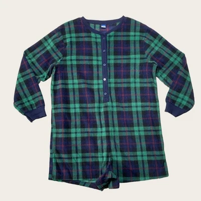 Old Navy Fleece Sleep Romper Women’s Large Blackwatch Plaid Pajamas Loungewear - Image 1 of 4