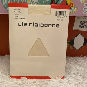 Liz Claiborne Silky Sheer Control Top Pantyhose Cream Size Medium New - Picture 1 of 3