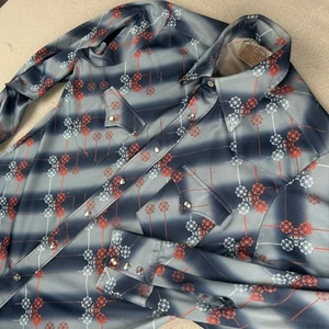 Camisa Western De Colección H Bar C Para Hombres 15 Perlas A Presión Disco Floral Rockabilly Daga Años 70 - Imagen 1 de 17