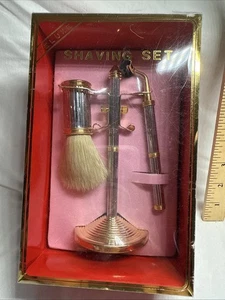VINTAGE GOLD BRASS DELUXE COMBINATION RAZOR SET NEW! - Picture 1 of 5