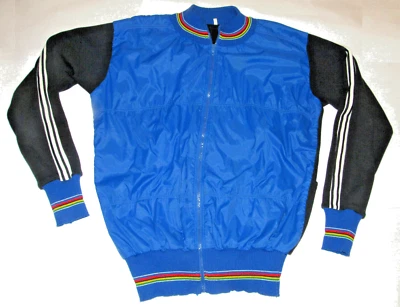 VINTAGE 1970s TRACK JACKET! WOOL/POLY! ACCENT STRIPES/ZIPPER POCKETS! ITALY! 44 - Image 1 of 4