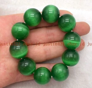 Huge 20mm Natural Multicolor Opal Cat's Eye Gemstone Beads Bracelet 7.5" AAA+ - Picture 1 of 20