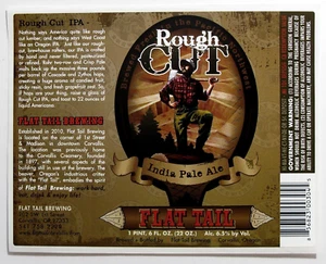 Flat Tail Brewing ROUGH CUT beer label OR 22oz STICKER - Picture 1 of 2