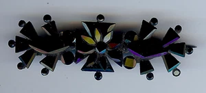 ANTIQUE EDWARDIAN BLACK GLASS PIN BROOCH - Picture 1 of 4