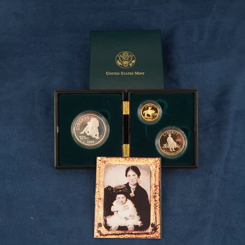 1995 US Mint Civil War 3 Coin Set Gold $5, Silver $1 w/ Box & COA - Free Ship US Cover