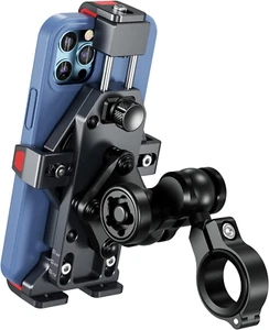 Aluminum Alloy Motorcycle Phone Mount with Vibration Dampener & High-Speed Secur - Photo 1 sur 12