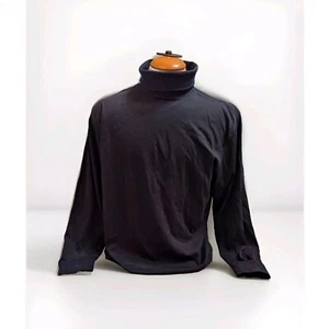 LL Bean Shirt Mens Size Large Reg. Navy Blue Turtleneck Long Sleeve Casual - Picture 1 of 5