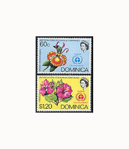 Dominica, Sc #339-40, MNH, 1972, MEDIO AMBIENTE, ORQUÍDEA, HIBISCO, FLORES, SDD-C Foto 1 de 1