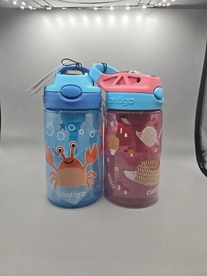 Dos (2) Contigo para niños 14 oz. Botella de agua de paja AutoSpout con tapa de fácil limpieza Foto 1 de 4