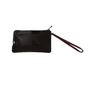 Luana Italy Giorgio Small Burgundy Red Vinyl Cheetah Pattern Phone Case Wristlet - Picture 1 of 12