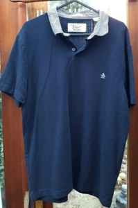 Gr.L,Brustumfang 36/38",marineblau/Karokragen,Slim Fit,Baumwolle,Poloshirt von Penguin - Bild 1 von 5